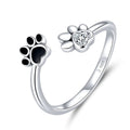 100% 925 Sterling Silver Paw Dog Pets' Footprint Ring for Women Wedding Engagement Adjustable Rings Fashion Jewelry SCR605