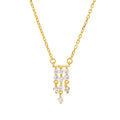 Fine Jewelry 925 Sterling Silver Zircon Dangle Necklace Water Drop Diamond Tassel Gold Plated Necklaces for Women