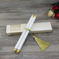 Hot Sale White Scroll Card Custom Hot Stamping Foil Paper Box With Logo Gold Tassel Luxury Wedding Scroll Invitation Cards