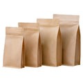 Biodegradable Stand up Pouch Custom Kraft Paper Food Storage Pack with Reusable Ziplock Heat Seal for Sugar