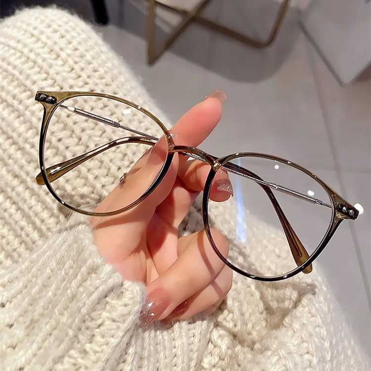 New Trendy TR90 Optical Frame Round Vintage Eyeglasses Frames Anti Blue Light Glasses
