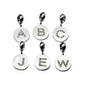 Stainless Steel English Letters White Rhinestone Crystal Clay Paved Round Charms for Bracelet Making