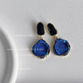 Blue Premium 925 Silver Needle Plated 14K Stud Earrings Trendy and Versatile Charm Style for Fashionable Women
