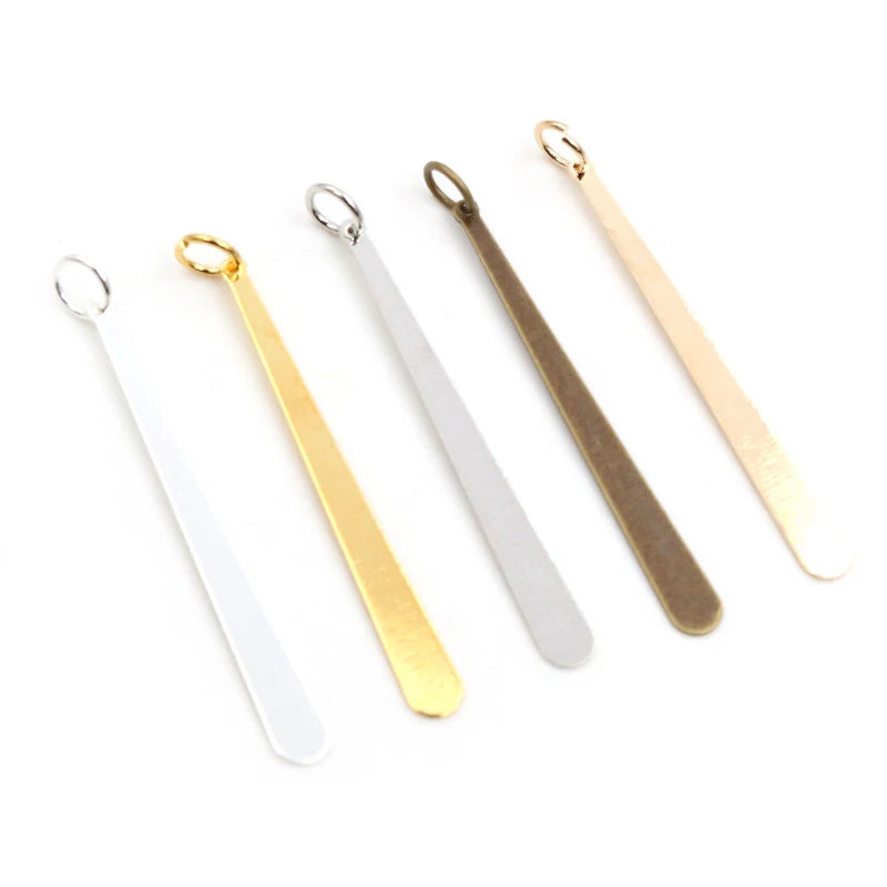 20pc/lot 38x4mm 4 Colors Long Flat Drop Strip With Jump Rings for Necklace Earrings Pendant Charms DIY Jewelry Making Supplies