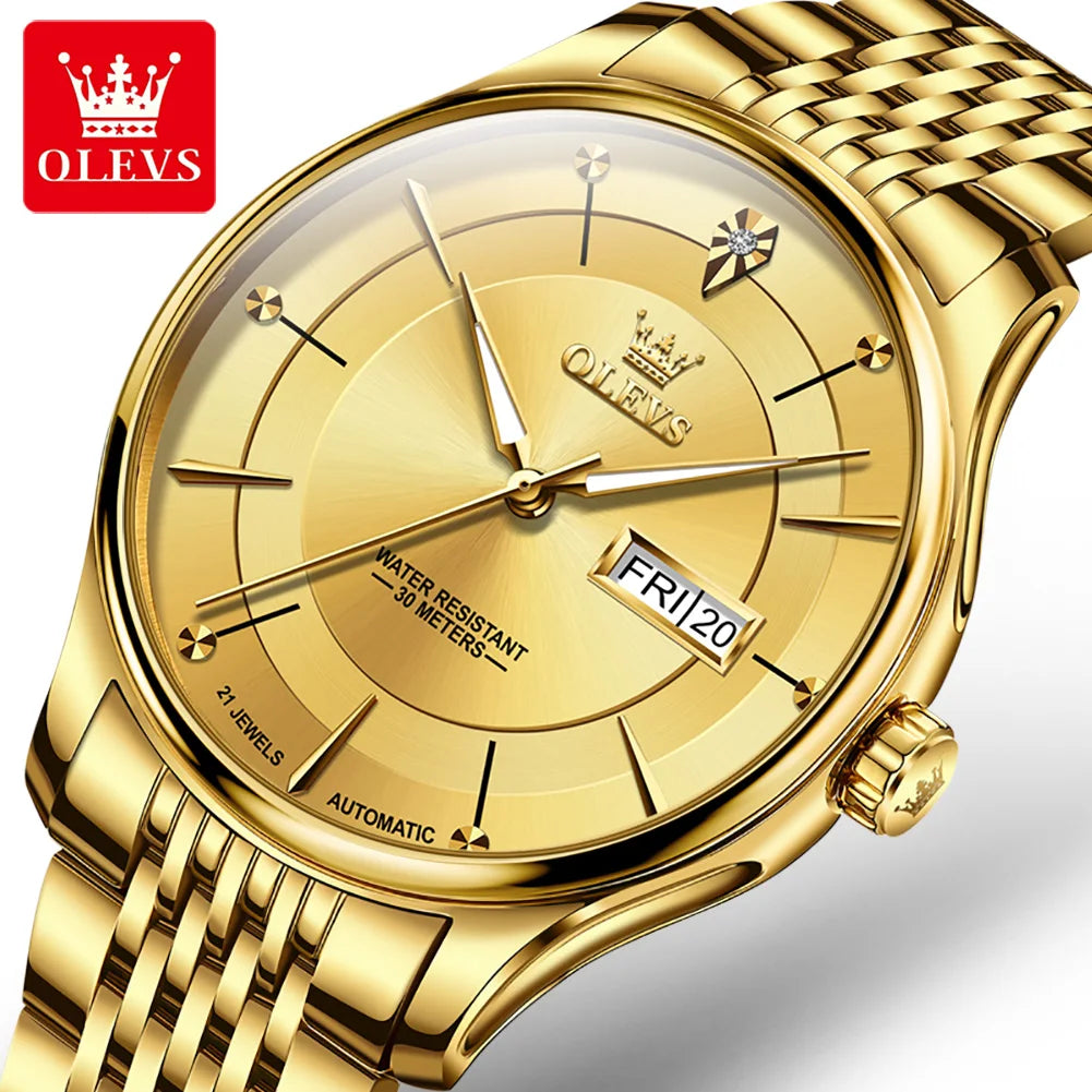 OLEVS 9927  High Quality Wrist Watch Luxury Oem  Automatic Stainless Steel Wholesale Custom Men Mechanical Watch