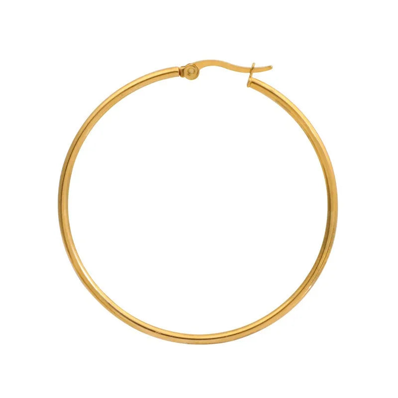 18K Gold Plated Stainless Steel Hoop Earrings Classic Style Big Hoop From Factory Custom Fashion Jewelry 18K Jewelry Factory