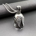 Motorcycle Bell Angel Wings Bell Pendant Riding Good Luck Keychain Necklace Accessories Biker Rock Gift