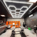 Hexagonal LED Light for Car Detailing Workshop Aluminum IP65 AC/DC Mounted Honeycomb Office Ceiling Work Light for Garage