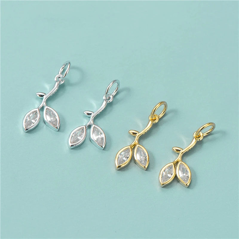 Wholesale 925 Sterling Silver Gold Tree Branch Fine Necklace Pendant for Diy Handmade Branches Earring Making