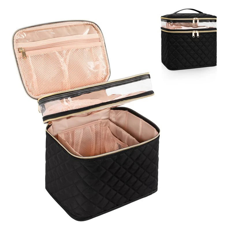 Wholesale Foldable Cosmetic Bags with Compartment Pouch Make up Tools Storage Box for Travel Nylon Women Toiletry Organizer Bags