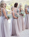 Sexy Evening Dress V-neckline Bridesmaid Dress for Women 2026 Elegant Wedding Shinning Party Bridesmaids Woman Gowns MB360