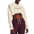 F230528 Custom Women Crop Top Hoodie Crew Neck Pullover Sweatshirt Letter Print Casual Streetwear Outfit Wholesale Sweatshirt