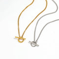 Fenny 18K Gold Plated Wholesale Fashion Waterproof Basic Dainty Toggle Herringbone Chain Stainless Steel Necklace
