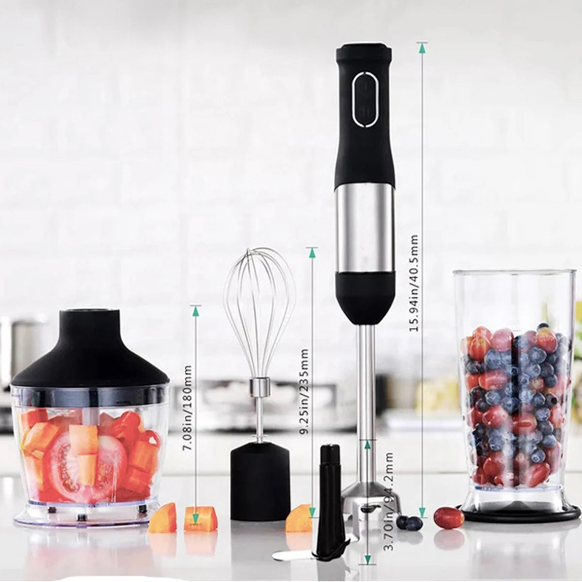 800W High Quality Stainless Steel Housing Plastic Container Variable Speed 2-Speed Multifunction Electric Hand Blender 0.8L