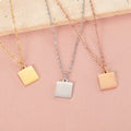 Trendy 18K Gold Plated Stainless Steel Blank Square Pendant Necklaces for Engraving Fashion Custom Laser Engraving Square Blanks