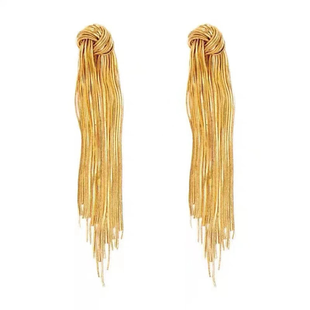 New Wholesale Vintage Multi Brass Snake Chains Tassel Knot Statement Earrings for Women Charms Jewelry