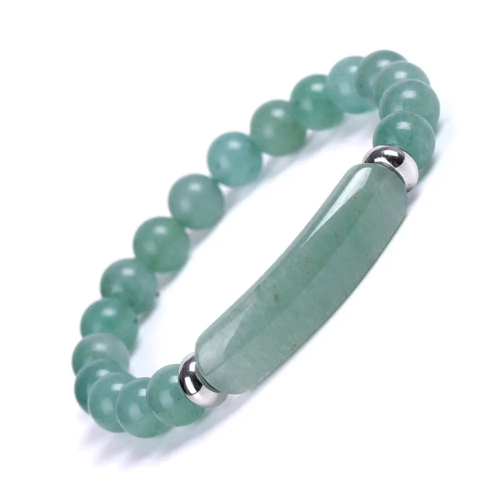 Natural Jade Rose Quartz Bracelet Tiger Eye Green Aventurine Bracelet European and American Fashion Stretch Beaded Bracelet