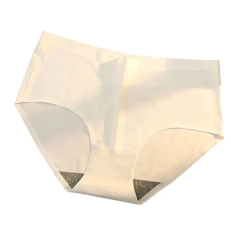 Ice Silk Panty Solid Mature Woman in Silk Knickers Seamless Underwear Panties Women 2021