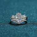 Silver 925 Original Excellent Cut 0.8 Ct Diamond Test Past Moissanite Cronw Ring Set Sparkling Gemstone Wedding Rings for Women