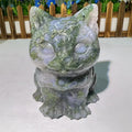 Wholesale Hand Carved Moss Agate Cat Crystal Animal Carving for Gifts