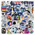 50Pcs Nasa Astronaut Outer Space Spaceman Rocket Moon Star Cool Tide Label For Bottle Fridge Luggage Laptop Cartoon Stickers
