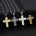 Black Gold Plated Jewelry Stainless Steel Hollow Cross Necklace for Men