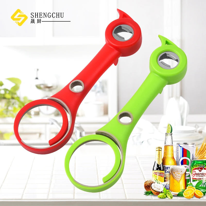 Hot Sale Colorful New Design Household Tools 6 in 1 Multi-purpose Can Opener Small Screw Gift Beer Bottle Opener