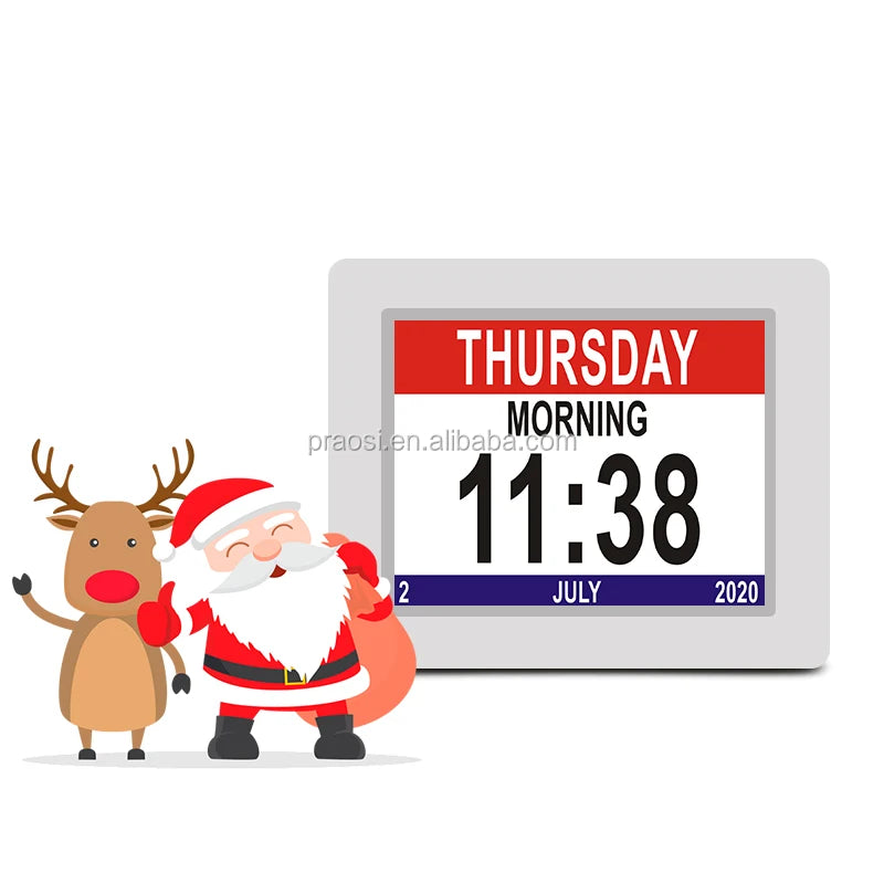 Hot Selling Lcd Clock 8 Inch Digital Clocks Photo Video Playback Wall Hang / Table Stand Calendar Clock for Dementia Alzheimer's