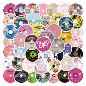 60pcs Creative Japanese Classic Anime Records Album Cartoon Music CDs Sticker