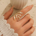 Trendy Bling White Cubic Zirconia Open Cuff Adjustable Fashion Jewelry Long Finger Big Marquise Cut Fine Jewelry Rigs