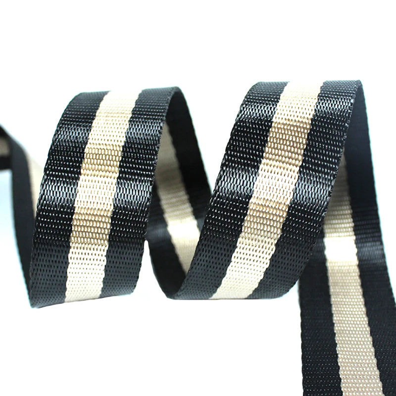 Factory Direct Price Stock 1.5mm 1.3mm  3.2cm 3.8cm Belts Black Plain Bag Strap Dog Collar  Dense Grain Weave Tape Nylon Webbing