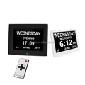 Pros 8" Extra Large Impaired Vision Digital Calendar Day Clock Photo Frame Auto Dimmable Display Day Alarm Clock Non-Abbreviated