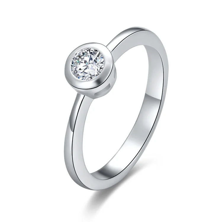 POLIVA Simple Fashion Diamond Rings 925 Plata Joyas Anillos De Mujer
