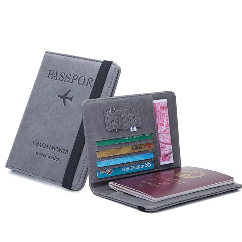2026 Travel PU Leather Passport Cover Card Holder Wallet Porta Pasaporte logo Customize RFID Passport Holders