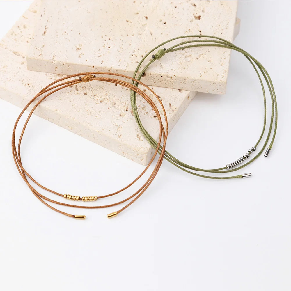 Chris April in Stock Fashion Jewelry 316L Stainless Steel PVD Gold Plated Beads Plants Stripes Hand Crafting Bracelet