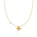 18K Gold Plated Stainless Steel Necklace Unique Flower Pearl Design Simplest Fashion for Parties Occasions Fine Pendants Charms