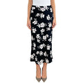 Custom Black Floral Printing Lady Designs Model Elegant Women's Straight Satin Skirts