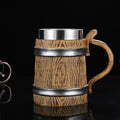 2025 New Wooden Beer Mug MCA24  Medieval 600ml Stainless Steel Resin Beer Cup Retro Wine Cup