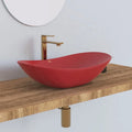 Factory Hot Sale Modern Hand Painted Porcelain Wash Basin Matte Red Bathroom Decoration for Counter Top