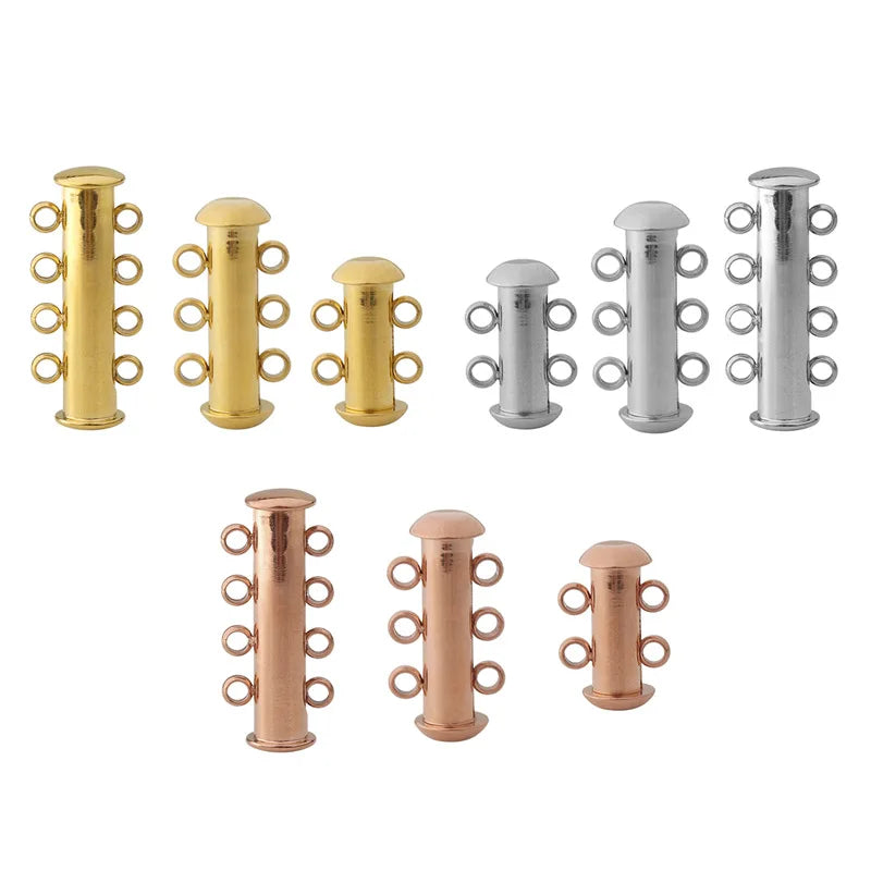 2 Row 3 Row 4 Row Loop Spring Ring Clasp Stainless Steel DIY Component Connector for Layer Chain Jewelry Findings Components