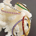 MARONEW Custom Multicolor Fashion Jewelry Stainless Steel 18k Gold Plated Chain Cubic Zircon Stretch Tennis Bracelet for Women