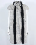 OFTBUY Elegant Slim Real Rex Rabbit Fur Vest Fashionable Cheongsam Style Long One Piece Coat Dropped Sleeves Casual Outerwear