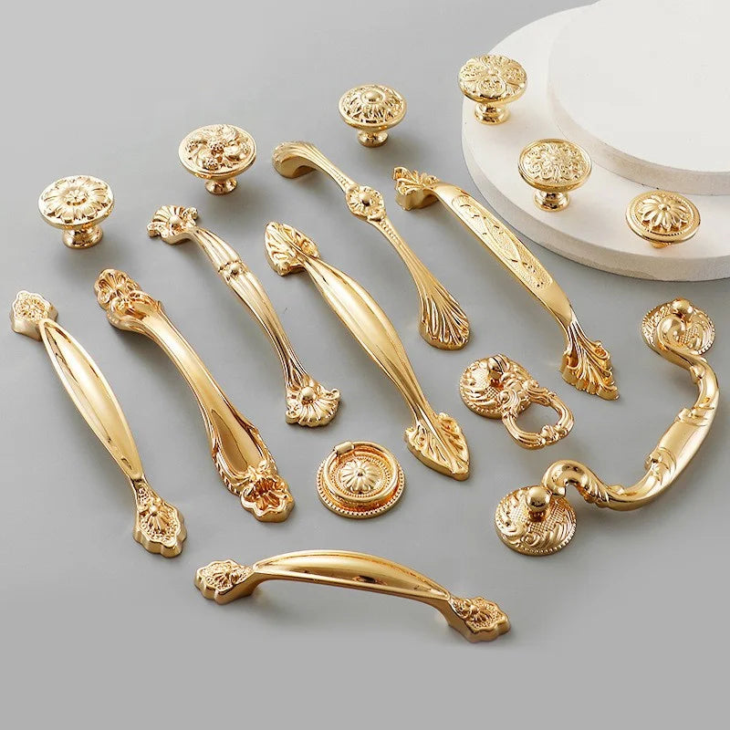 Hot Sale 24k Polished Kitchen Cabinet Brass Handle Gold Drawer Knob