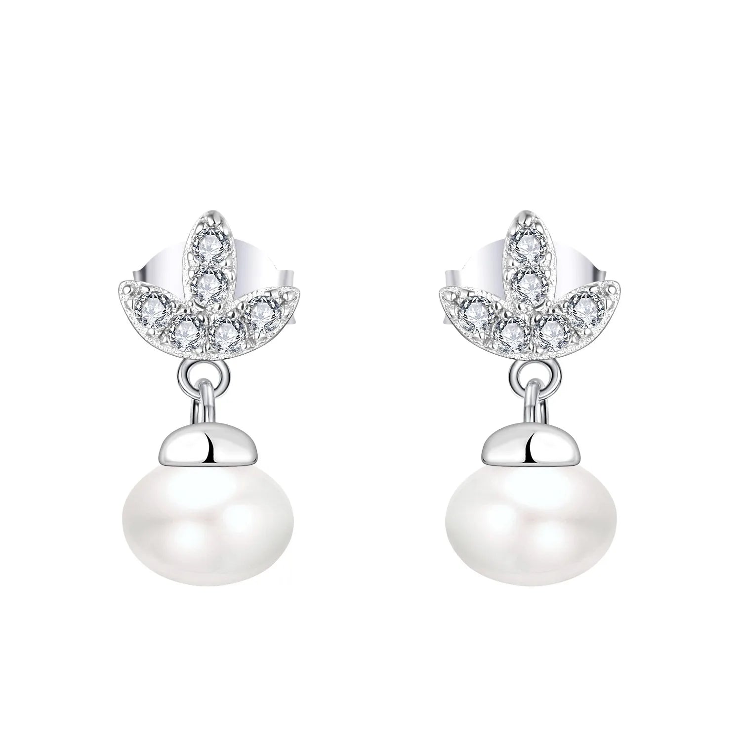 Drop Ship New Earrings Accessories S925 Sterling Silver Zircon Pearl Earrings Ladies Fashion Personality Jewelry