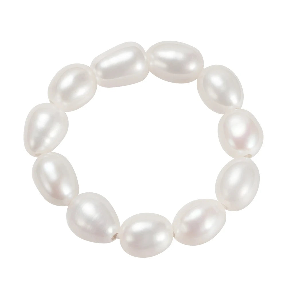 RINNTIN GPR05 Minimalist Multi Beads Pearl Rings Jewelry Natural Freshwater Pearl Geometric Finger Rings for Women