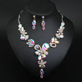 Qushine Gold Plated Bridal Jewelry Set Colorful Flower Shape Necklace and Earring Crystal Wedding Jewellery for Women
