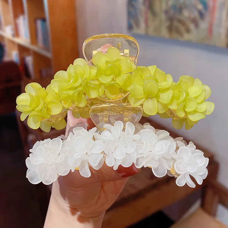 Lily of the Valley Hair Scratch Accessories Large Flower Acetate Cellulose Hair Claws Hair Claw Clips With Pearl for Women