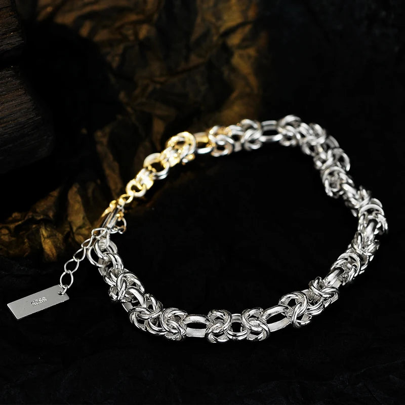 ICEBELA Jewelry South Korea Handwork Heavy Industry S925 Sterling Silver Knot Binding Handwork Laminated Bracelet