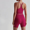 Women's Two-Piece Workout Sets Solid Pattern Tank Top & High Waist Booty Lifting Shorts Breathable Gym Yoga Active Wear Outfits