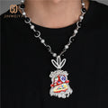 JWY 18K White Gold Iced Out Hip Hop Pendant with Black and White Pearl Necklace Big and Shiny Jewelry Ready to Ship